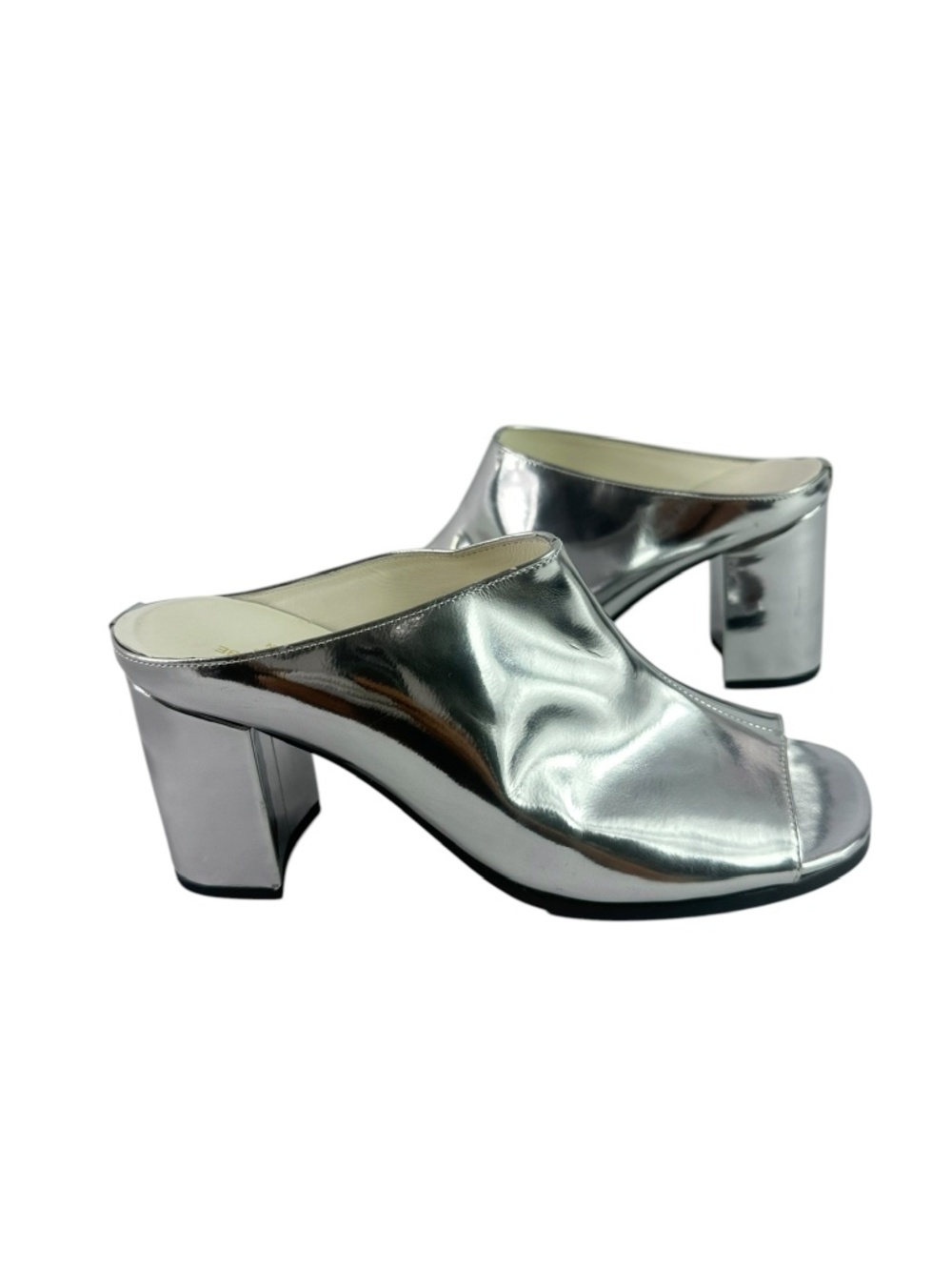 Ultra Rare JUNYA WATANABE Comme des Garçons Silver Slip On Heeled Sandals 8